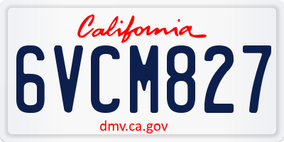 CA license plate 6VCM827