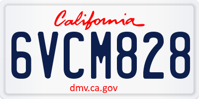 CA license plate 6VCM828