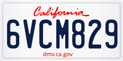 CA license plate 6VCM829