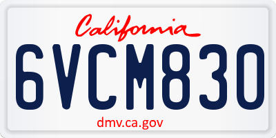 CA license plate 6VCM830