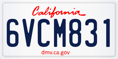 CA license plate 6VCM831