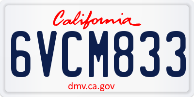CA license plate 6VCM833