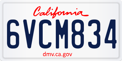 CA license plate 6VCM834