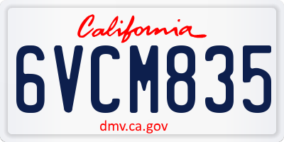 CA license plate 6VCM835