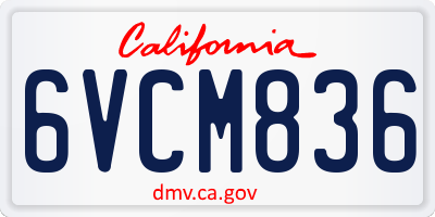 CA license plate 6VCM836