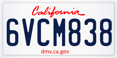 CA license plate 6VCM838