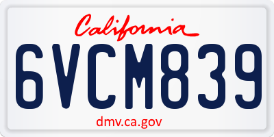 CA license plate 6VCM839