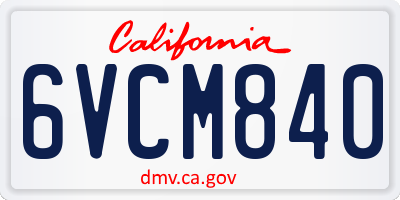 CA license plate 6VCM840