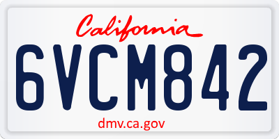 CA license plate 6VCM842