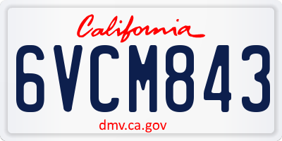 CA license plate 6VCM843