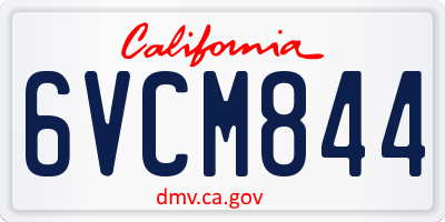 CA license plate 6VCM844
