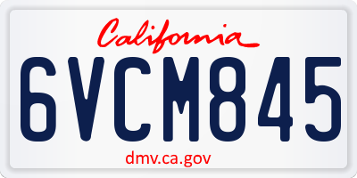 CA license plate 6VCM845
