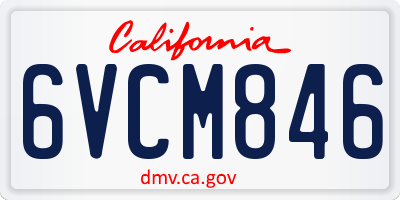 CA license plate 6VCM846