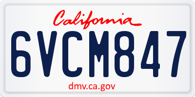 CA license plate 6VCM847