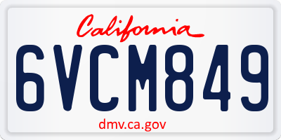 CA license plate 6VCM849