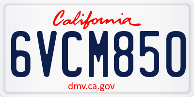 CA license plate 6VCM850