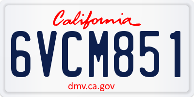 CA license plate 6VCM851