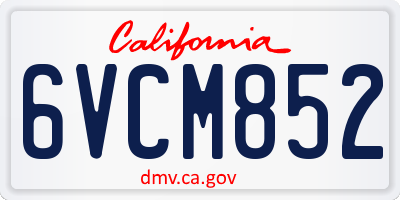 CA license plate 6VCM852