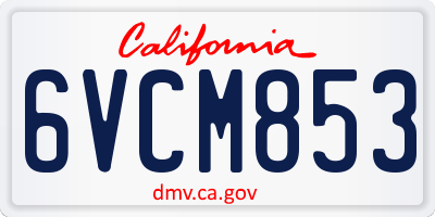CA license plate 6VCM853