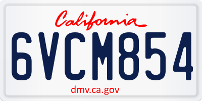 CA license plate 6VCM854