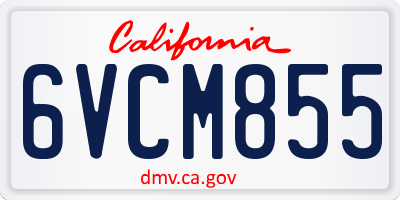 CA license plate 6VCM855