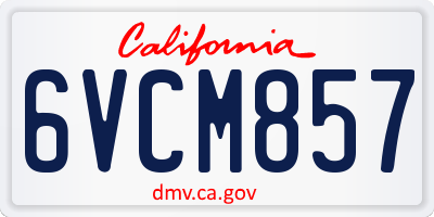 CA license plate 6VCM857