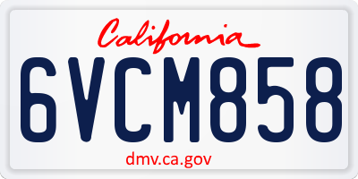 CA license plate 6VCM858