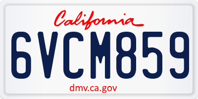 CA license plate 6VCM859