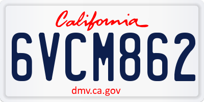 CA license plate 6VCM862