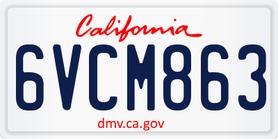 CA license plate 6VCM863