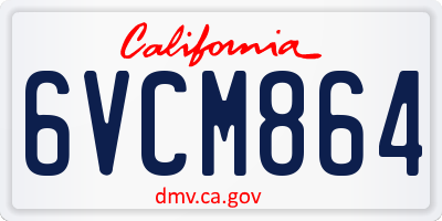 CA license plate 6VCM864