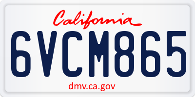 CA license plate 6VCM865