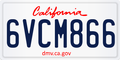 CA license plate 6VCM866