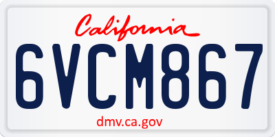 CA license plate 6VCM867