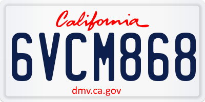 CA license plate 6VCM868