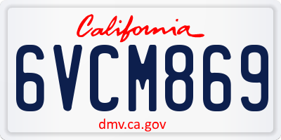 CA license plate 6VCM869