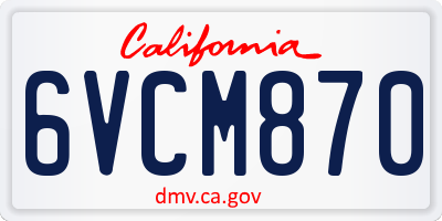 CA license plate 6VCM870