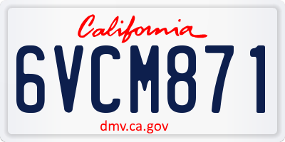 CA license plate 6VCM871