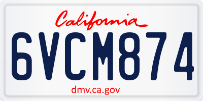 CA license plate 6VCM874