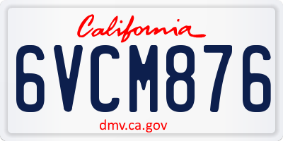 CA license plate 6VCM876