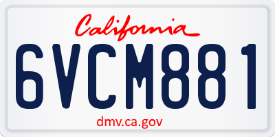 CA license plate 6VCM881