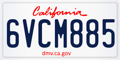 CA license plate 6VCM885