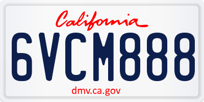 CA license plate 6VCM888