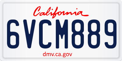 CA license plate 6VCM889