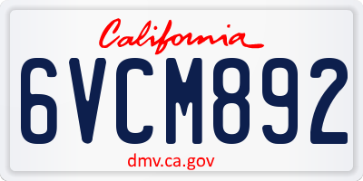CA license plate 6VCM892