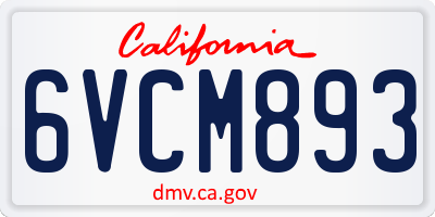CA license plate 6VCM893