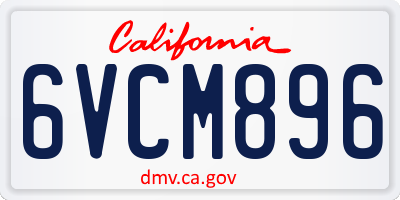 CA license plate 6VCM896