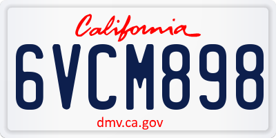 CA license plate 6VCM898