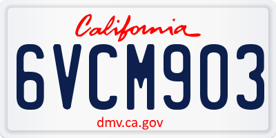 CA license plate 6VCM903