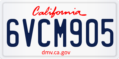 CA license plate 6VCM905